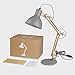 Tomons Swing Arm Desk Lamp, Wood LED Table Lamp, Reading Lights for Office, College Dorm, Living Room, Bedroom, Study, Bedside Nightstand Adjustable Lamp with 4W LED Bulb - Gray