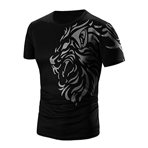 Leedford Men's Shirt,2018 Men Summer Fashion Printing Slim Muscle Tops Tee T Shirt Tshirt (XL, Black)