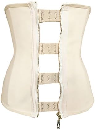 TomYork 9 Steel Bones Zipper Hooks Beige Rubber Waist Trainer(Size,3XL)