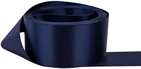 Double Faced Satin - Premium Gloss Finish - 100% Polyester Ribbon for Gift Wrapping, Crafts, Scrapbooking, Hair Bow, Decorating & More - 5/8" Navy 50yd