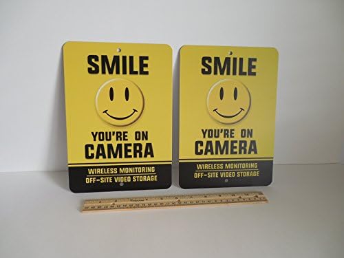 2 Smile You're On Camera Video Surveillance Security Metal Yard Signs Stock # 722
