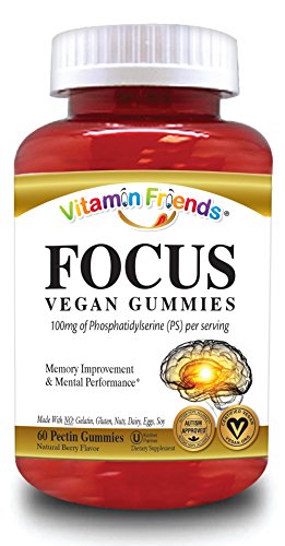 Vitamin Friends Focus Brain Health PS (Phosphatidylserine) Gummy Supplements - 60 Berry flavored Gummies, Kosher, Allergen Free, Vegan