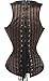 KIWI RATA Women's Hourglass Longline Overbust Corset Steel Boned Long Torso Waist Training Bustier,Small,Stripe Underbust Brown