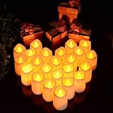 Litake Flameless LED Tea Light Candles, Pack of 24, Battery Powered Flickering Fake Candles, Unscented Tealights, Realistic Tealight Candles in Warm White