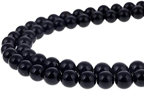 Bingcute 6mm AAA Black Polish Onyx Agate Gemstone Beads for Jewelry Making- 15.5"One String