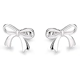 20G Tiny Cute Bow Knot Earrings for Women 925 Sterling Silver Small Ball Screw Back Stud Cartilage Tragus Post Minimalist Bowknot Dainty Wedding Christmas Mother's Day Jewelry