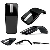 New Folding Mouse 2.4GHz Arc Optical Touch Wireless Mouse with USB Receiver for Notebook(Black)