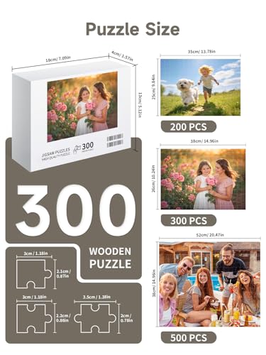 Custom Photo Puzzle- Personalized Jigsaw Puzzle from Photo, Create Your Own Puzzle with Your Picture, Gift for Wedding, Pet, Birthday, Christmas, Mother's Day (300-Horizontal)