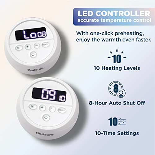 Bedsure Electric Blanket Queen Size Heated Blanket Queen Soft Ribbed