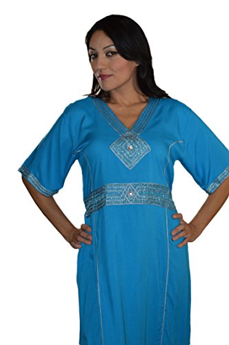Moroccan Caftan Handmade Light Weight Cotton Embroidery Fits SMALL to MEDIUM - Image 3