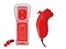 Built-in Motion Plus Remote & Nunchuck Controller For Wii + Silicone Case + Wrist Strap for Nintendo Wii/Wii U-MEGIA (Red)