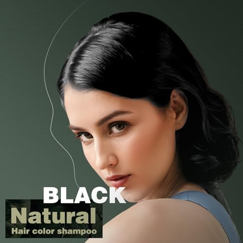BLACK HAIR DYE SHAMPOO 3 IN 1, INSTANTLY FOR GRAY HAIR COVERAGE, TEA TREE FOR MEN WOMEN, NATURAL & LONG-LASTING COLOR, QUICK & EASY TO USE 16.9 FL OZ