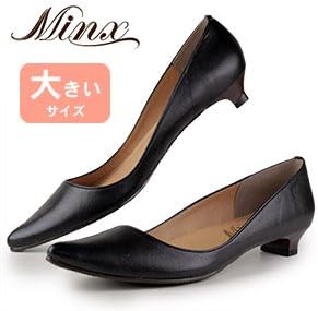Amazon ミンクス 黒 ブラック 26 0 ポインテッドトゥ パンプス 大きいサイズ レディース 25 0 25 5 26 0 シューズ バッグ
