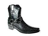 Alfa Men's M1734 Faux Snake Skin Western Cowboy Boots w/ Belted Chain
