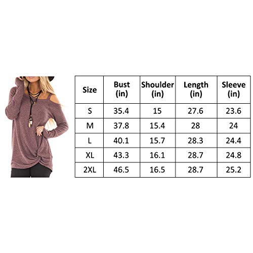 BABEIYXM Women\'s Soild One Shoulder Long/Short Sleeve Tops Tee with Knot Front Shirts Blouses Cold Shoulder,A-Blue,XXL