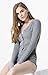 Moxeay V-Neck One Piece Bodysuit Long Sleeve Bodycon Rompers (Small, Gray)