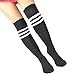 Teens Soccer Socks 4 Pack Boys Girls Cotton Knee Long Team Socks Children Sport Socks (8-12 Years, Rainbow 1)