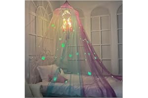 Kenyon Creek Rainbow Princess Bed Canopy with Lights for Girls Room, Unicorn Dream Catcher