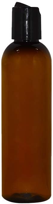 WM (Pack of 12) 4 oz Amber Cosmo Empty Bottles - Refillable Plastic Container with Press Disc Dispenser - PET Plastic for Travel, Oils, Soap, Shampoo, Lotion, Aromatherapy (4 oz, Amber)