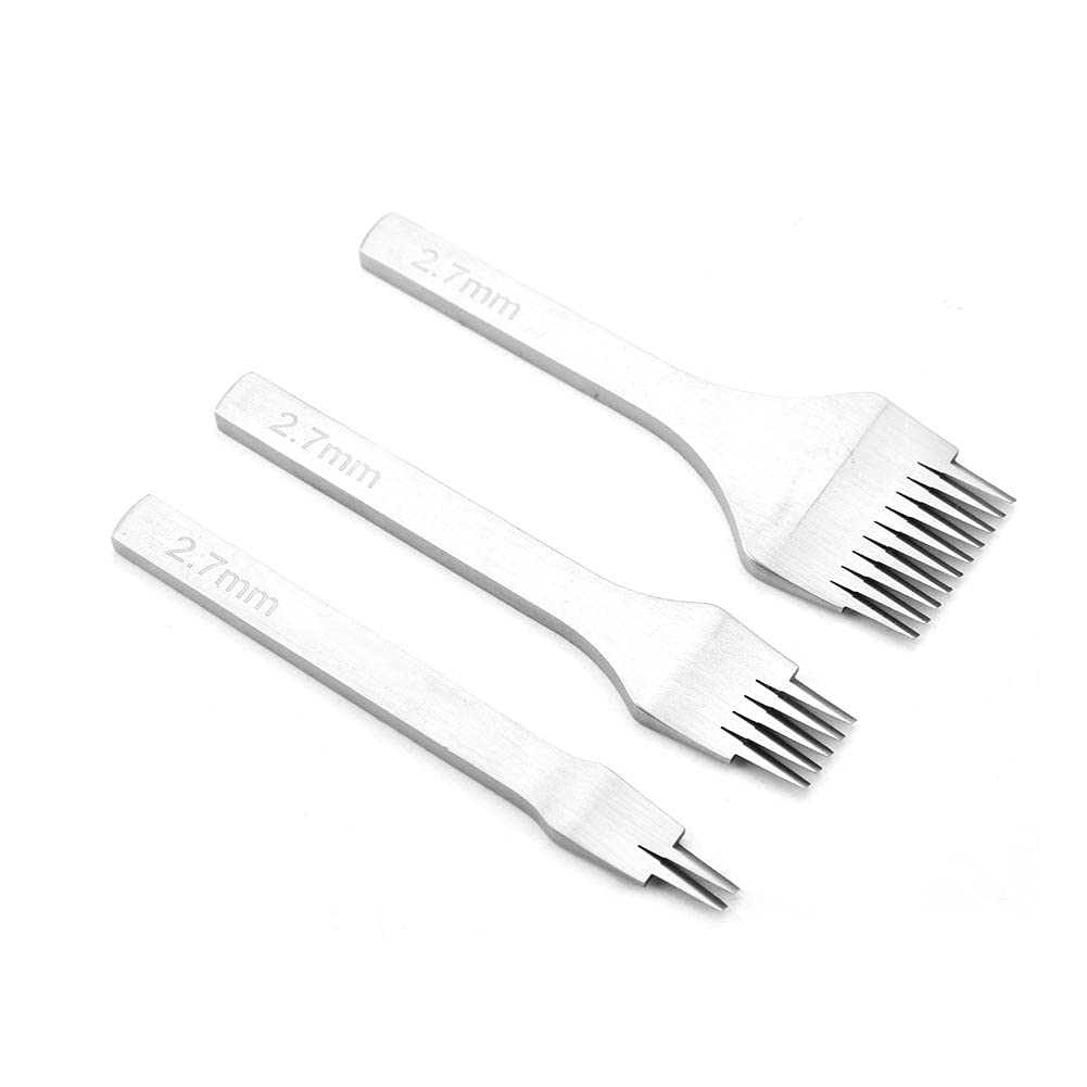 Hilitand Hole Punch Set, White Steel 2.7mm/3.0mm/3.38mm/3.85mm 2/5/10 Prong Tool for Leather Crafts