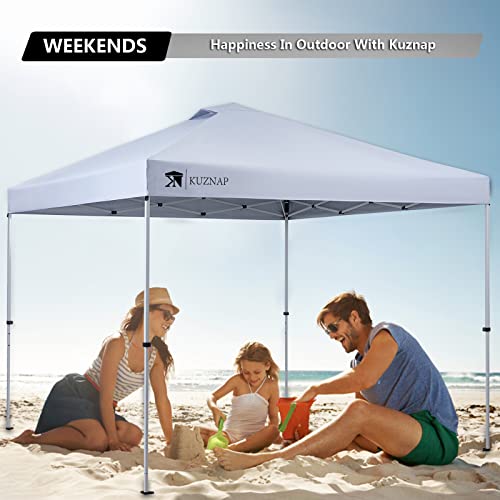 KUZNAP 10x10 Pop Up Canopy Tent with EZ Set-Up, Wheeled Bag & Sandbags - White Instant Outdoor Shelter image 10