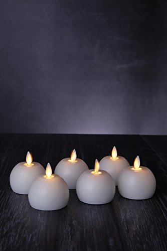 Real Wax Flameless Candles with Timer (Set of 6) - Round Ball Ivory LED Candles 2.2"x 1.6"- Flickering Warm White Flame - Battery Operated Candles Lights with 10-Key Remote Control- Unscented - Thumbnail 5