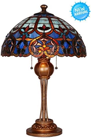 Tiffany Style Table Lamp Desk Lamp 24 Inch Height 2-Light Wilsons Lighting Blue Dream Series Home & Office Decor Collection Model WL164228