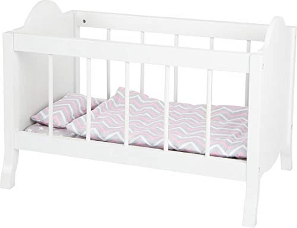 Small Foot 11778 Doll's Crib, white, with soft mattress, blanket, pillow & bed linens, for ages 3+ years