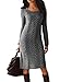 Dearlove Women's Casual Long Sleeve Crew Neck Cable Knit Pullover Sweater Dress Bodycon Pencil Midi Dress Knee Length Grey M 8 10