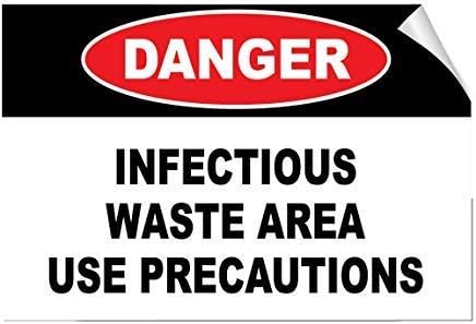 Danger Infectious Waste Area Use Precautions Hazard Warning Stickers Lable Decal Safety Signs and Stickers Vinyl for House Van Property Car Window 7 Inches X 10 Inches