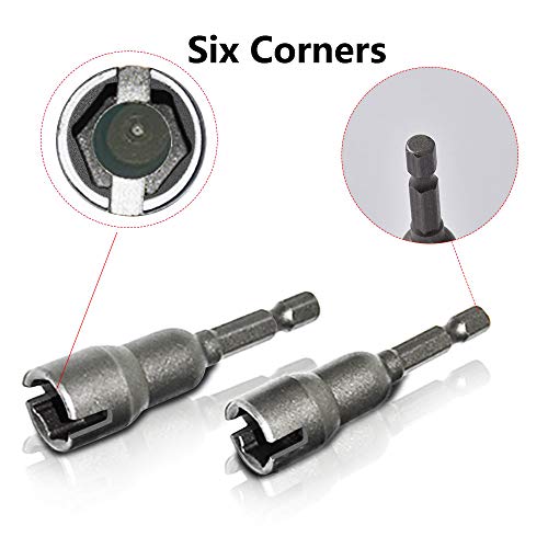COROTC 4 Packs Power Wing Nut Driver Set, Slot Wing Nuts Drill Bit Socket Wrenches Tools Set, 1/4 Inch Hex Shank Steel Drills Bits for Panel Nuts Screws Eye C Hook Bolt - Thumbnail 5
