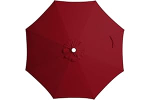 JEAREY 9 ft Patio Umbrella Replacement Canopy for 8 Ribs, Table Market Yard Umbrella Replacement Top Cover-Dark Red (Canopy Only)