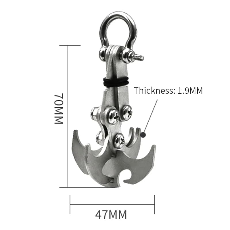 HEPBAK Folding Gravity Grab Hook: Stainless Steel Climbing Rescue Claw for Survival & Mountaineering - 170lbs Capacity