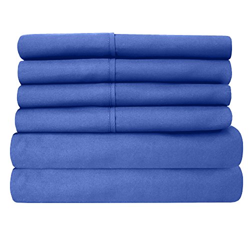 Sweet Home Collection Quality Deep Pocket Bed Sheet Set-2 Extra Pillow Cases, Great Value, Twin X-Large, Royal Blue, 4 Piece