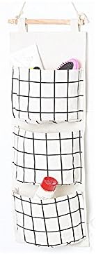 EILEMO Wall Mounted 3 Bags Storage Bag Over the Door Storage Pockets Wall Door Closet Hanging Storage Bag Organizer (1 WHITE)