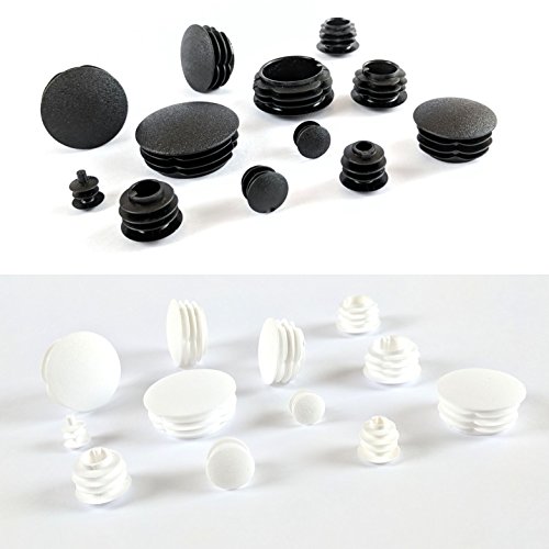 15mm Plastic End Caps - Black Domed Tube Inserts, Pack of 4 (See Second Image for Ordering Guide) - Made in Germany — image 1