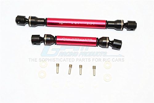 GPM Axial RR10 Bomber Upgrade Parts Steel+Aluminum Front & Rear Main Drive Shaft (147mm-157mm, 122mm-130mm) - 2Pcs Set Red