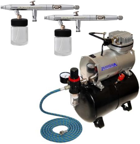 .3.5,&.8mm 2 Master S62 Airbrush Set with ABD TC-20T Tank Compressor