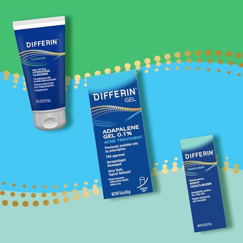 DIFFERIN NIGHT CREAM WITH HYALURONIC ACID, RESTORATIVE NIGHT MOISTURIZER BY THE MAKERS OF DIFFERIN GEL, GENTLE SKIN CARE FOR ACNE PRONE SENSITIVE SKIN, 2.5 OZ (PACKAGING MAY VARY)