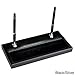 Dacasso Black Leather Double Pen Stand with silver trim