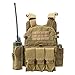 ESA Supplies Tactical Molle Airsoft Vest Paintball Combat Training Vest Soft Vest Tan with Triple Mag Pouch Intercom Pouch and Accessary Bag