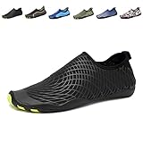 CIOR Men and Women's Barefoot Quick-Dry Water Sports Aqua Shoes with 14 Drainage Holes for Swim, Walking, Yoga, Lake, Beach, Garden, Park, Driving, Boating,SYY04,w.black,45