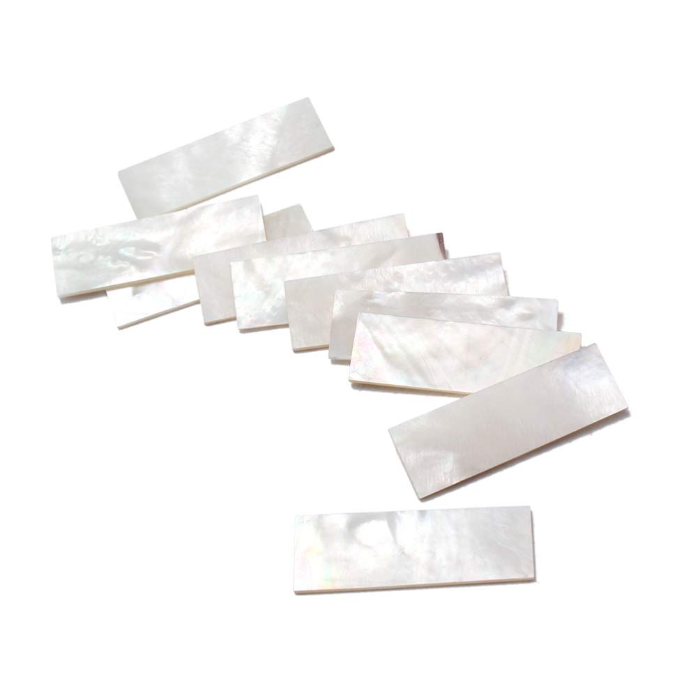 Healifty 10PCS Inlay Material White Mother Of Pearl Shell Blanks Sheet Rectangle Guitar Mandolin Banjo Maker