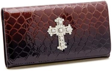 Dasein Women's Classic Snake Skin Cross Checkbook Wallet Purse -Black