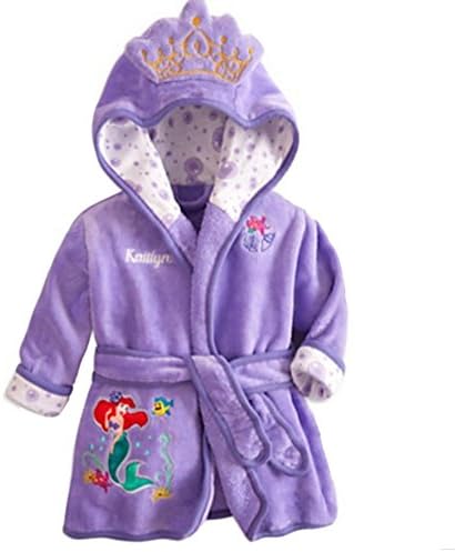 Rohern Children's Hooded Bathrobe Kids Soft Fleece Pajamas Sleepwear Purple 90