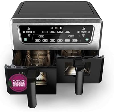 Air Fryer XXL Doppia Zona | PFAS Free | 2x5,2L | Frigge, cuoce, disidrata, mantiene caldo | 8+ porzioni | Parti lavabili in lavastoviglie