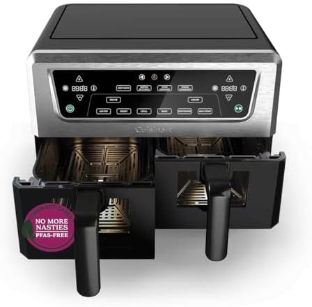 Air Fryer XXL Doble Zona | Sin PFAS | 2x5.2L | Fríe, hornea, deshidrata, mantiene caliente | Cocina 8+ raciones | Piezas lavavajillas