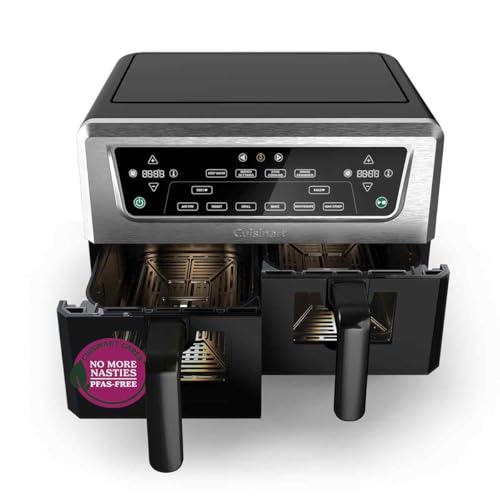 Air Fryer XXL Doppia Zona | PFAS Free | 2x5,2L | Frigge, cuoce, disidrata, mantiene caldo | 8+ porzioni | Parti lavabili in lavastoviglie