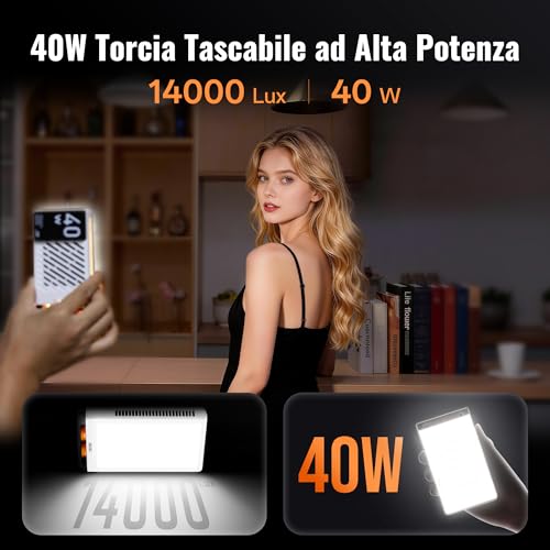 ZHIYUN FIVERAY M40 [Official] LED Video Light, 40w Portable Camera Light, 14000 Lux, CRI≥96, TLCI≥97, Photography Lighting for Live Streaming/YouTube/TikTok, 320g