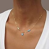 Zoestar Evil Eyes Pendant Necklaces Cross and Turquoise Chain Necklace Fashion Jewelry Accessories for Women and Girls
